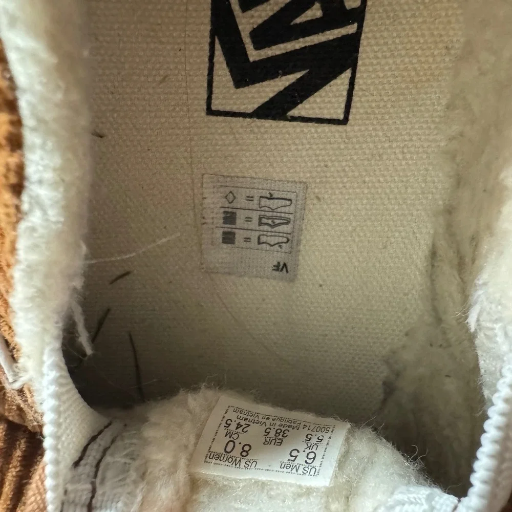 Vans Classic Slip-On Corduroy Sherpa Brown Mens 6.5 Womens 8 Sneakers